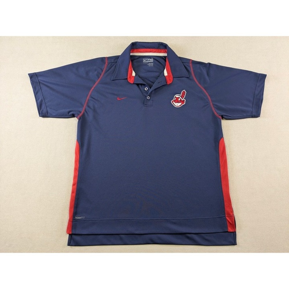 Cleveland Indians Shirt Mens Medium Nike Polo Performance Dri-Fit MLB Guardians